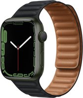Apple Leather Link pour Apple Watch Series 1 / 2 / 3 / 4 / 5 / 6 / 7 / 8 / 9 / SE / Ultra (2) - 42 / 44 / 45 / 49 mm - Taille M/L - Minuit