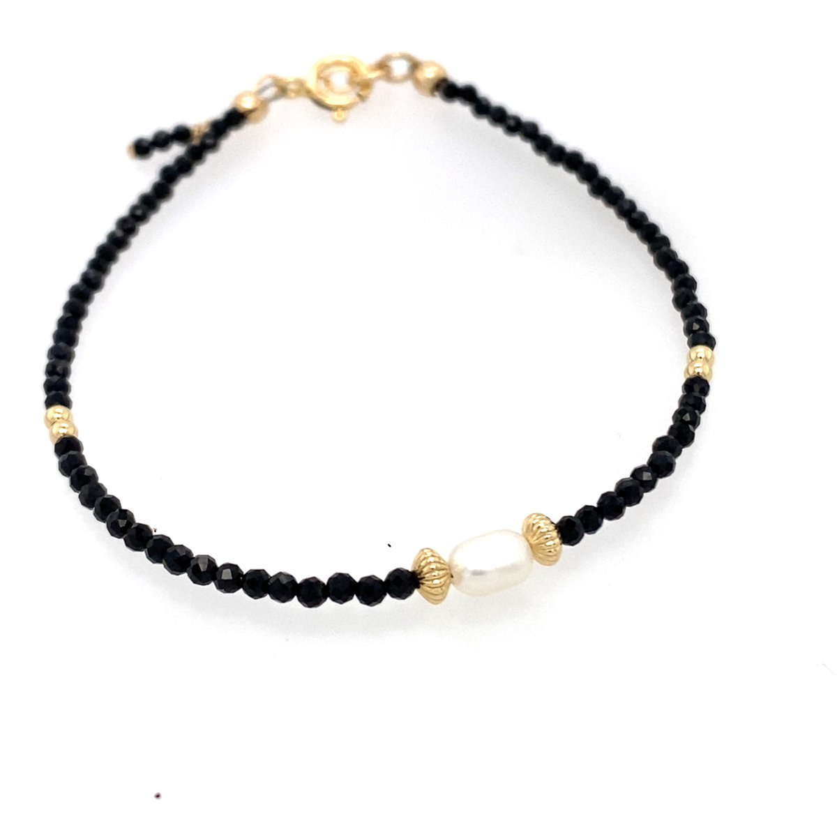 Pat's Jewels Armband - Kralen Armband - Edelsteen - Zwart - Parel - Goud