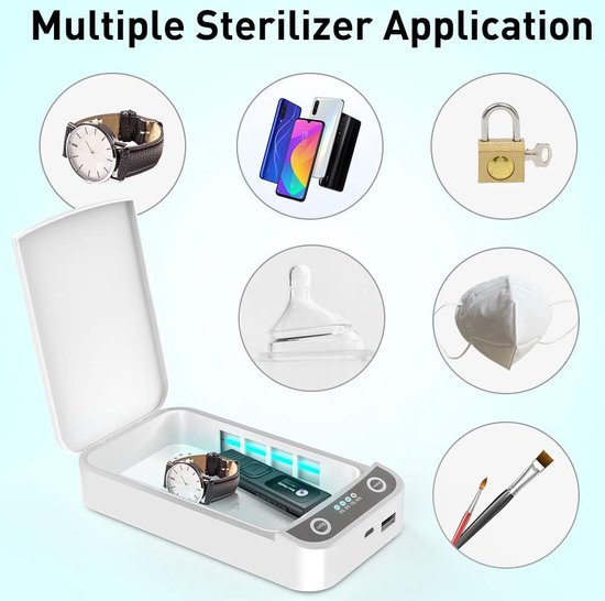DiverseGoods UV Sterilisator Box - UV Telefoon Sanitizer - Draadloze Telefoon Opladen - Aromatherapie Diffuser - UV Desinfectie Box - Huishoudelijke Sterilisator Box voor Telefoon, Android, Horloges - Merkloos