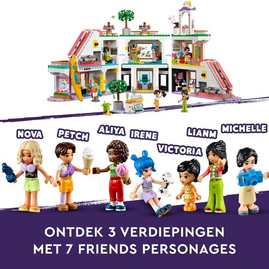 Personnages LEGO Friends: Nova, Petch, Aliya, Irene, Victoria, Lianna, Michelle.