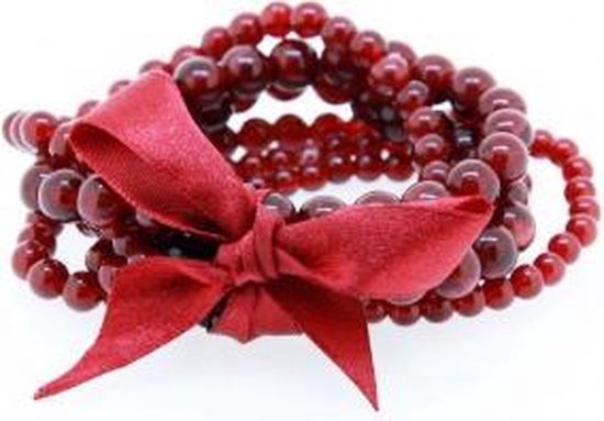 Bracelet extensible Behave Red avec perles de différentes tailles et nœud