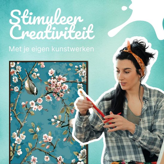 Schilderen op nummer voor volwassenen, vogel, schilderen op nummer, meer, doe-het-zelf, volwassenen, beginners, kits, kleurrijke cijfers, canvas, acryl en 3 penselen, woondecoratie, creatief cadeau
