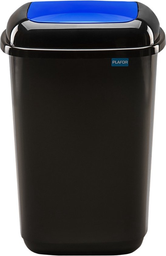 Plafor Quatro Bin, Prullenbak voor afvalscheiding - 45L – Blauw/Zwart - Afvalbak voor gemakkelijk Afval Scheiden en Recycling - Afvalemmer - Vuilnisbak voor Huishouden, Keuken en Kantoor - Afvalbakken - Recyclen
