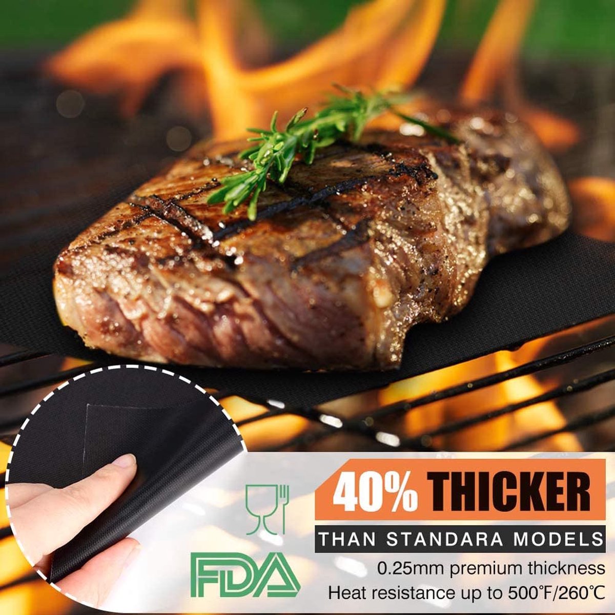2 stuks Anti aanbak, Oven of BBQ Grill Mat 40x33cm, BakMat, BBQ Gereedschap, Koken, Grillen, Vel Hittebestendig, Gemakkelijk gereinigd Keuken Gereedschap, makkelijk voor de oven.