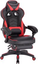 GoobiSales Chaise de jeu de Luxe - avec repose-pieds - Appui-tête - Ergonomique - Bureau de jeu - Chaise de bureau - Réglable - Matériau de haute qualité et durable - Sièges de jeu - Racing - Chaise de Gaming - Zwart/ Rouge