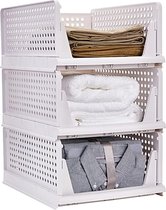 Opvouwbare kledingdoos, opbergdoos, organizer, rek, doos voor de keuken, slaapkamer, badkamer (wit, extra groot, 3 stuks)