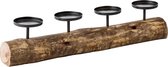Kandelaar hout met 4 kaarsenhouders 57 cm - kandelaar voor 4 kaarsen - kerstkandelaar - stompkaarsen kandelaar - voor tijdens het kerstdiner - natuurlijke kandelaar