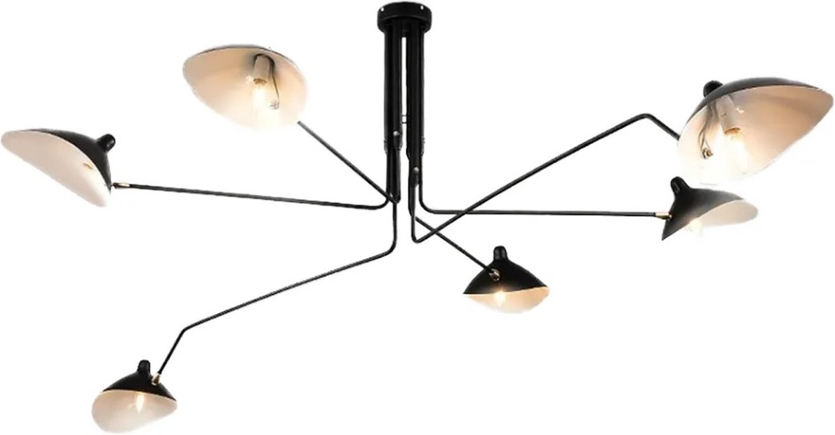 Plafondlamp hanglamp moderne stijl e27 fitting voor gloeilamp led - plafondlamp hangend 6 lampen zwart - plafondlamp plafonniere verstelbaar stijlvol voor binnen - plafondlamp geometrisch modern minimalistisch industrieel - plafondlamp met lampenkap