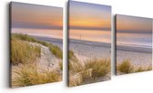 Artaza Canvas Schilderij Drieluik Strand en Zee vanuit de Duinen - 120x60 - Foto Op Canvas - Canvas Print
