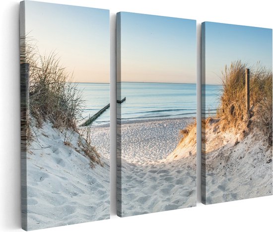 Artaza Canvas Schilderij Drieluik Voetpad naar Strand en Zee - 120x80 - Foto Op Canvas - Canvas Print