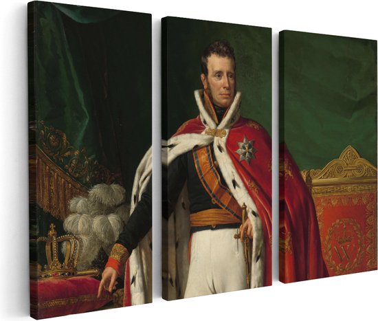 Artaza Canvas Schilderij Drieluik Portret van Willem I, Koning der Nederlanden - Joseph Paelinck - 120x80 - Foto Op Canvas - Canvas Print