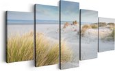 Artaza Canvas Schilderij Vijfluik Groot Strand met Zee - 100x50 - Foto Op Canvas - Canvas Print