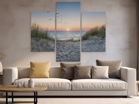 Artaza Peinture sur Toile Triptyque Plage et Dunes - 150x120 - Groot - Photo sur Toile - Impression sur Toile