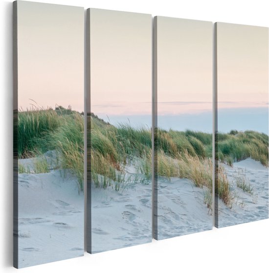 Artaza Canvas Schilderij Vierluik Strand En Duinen Met Een Vuurtoren - 120x90 - Foto Op Canvas - Canvas Print
