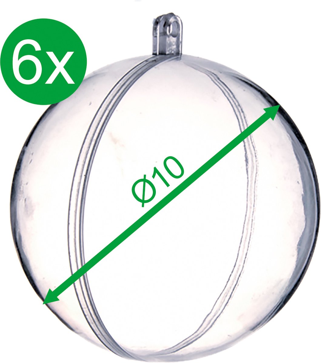 6x acrylballen Ø10cm plexi bollen transparant DIY pasen kerst bollen hanger decoratief vulbaar knutselset deelbaar