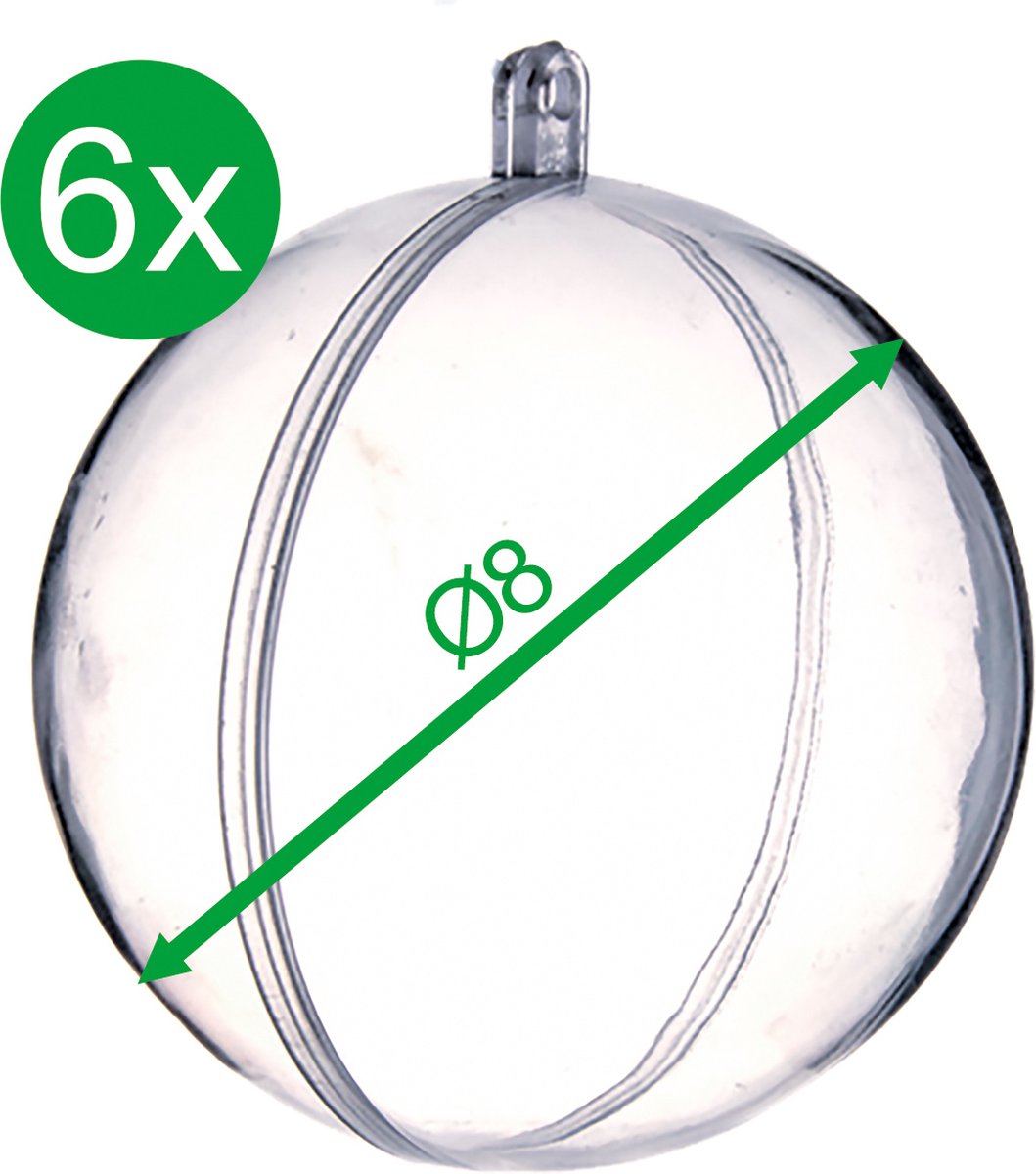 6x acrylballen Ø8cm plexi bollen transparant DIY pasen kerst bollen hanger decoratief vulbaar knutselset deelbaar
