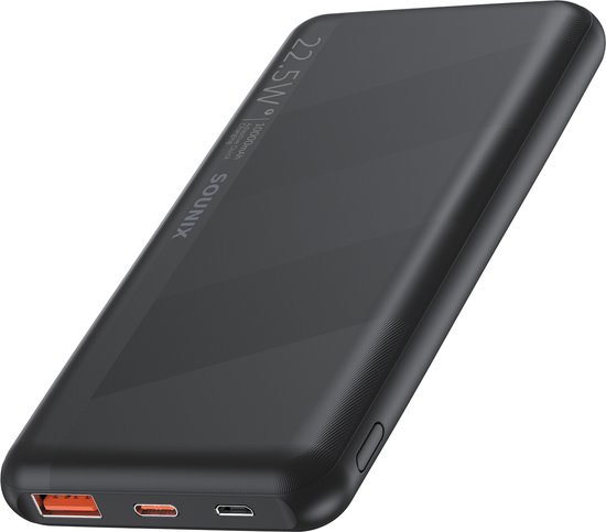 Sounix powerbank 10000 mAh – 22.5W snellader – USB-A/USB-C – zwart