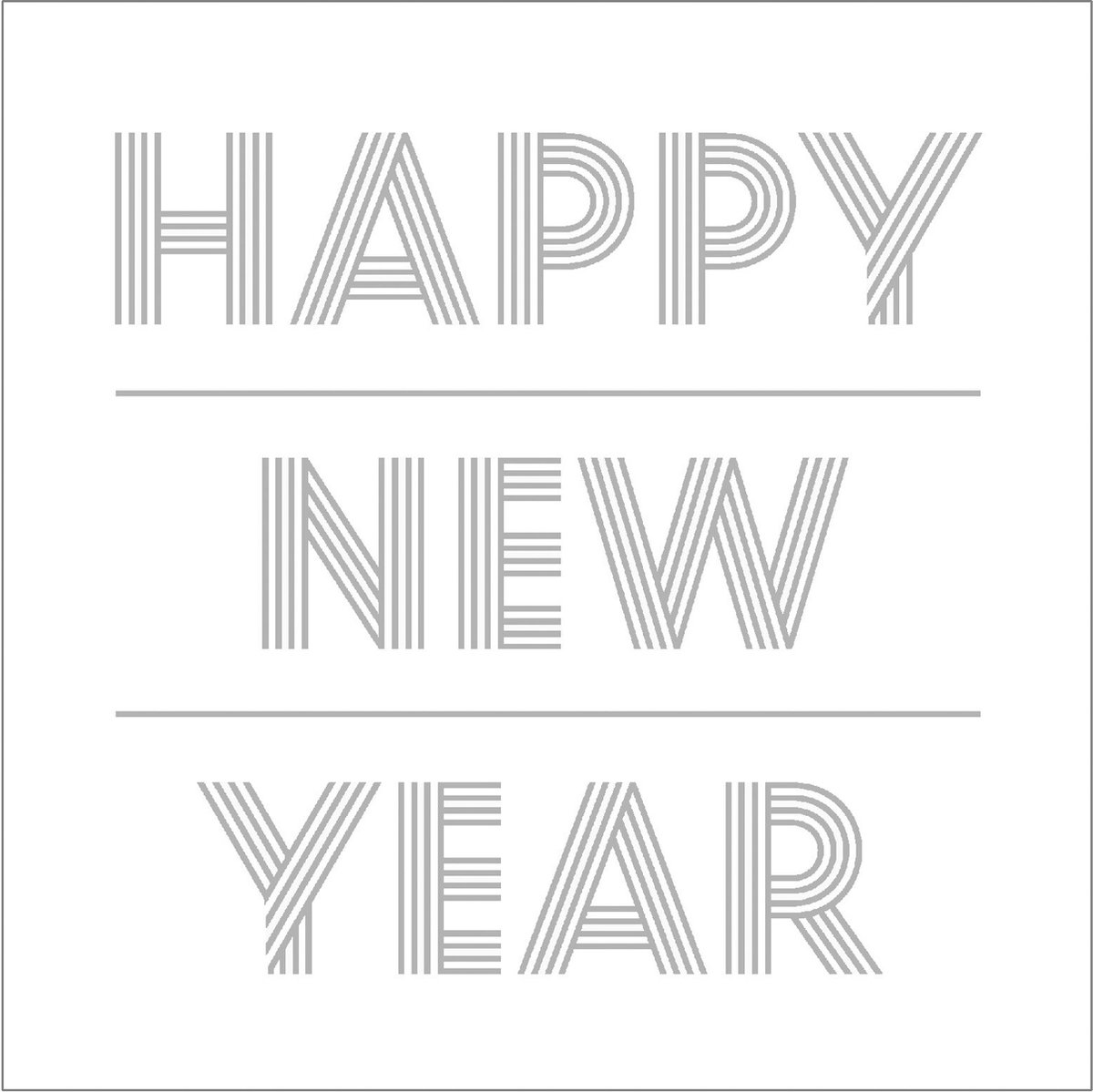 J-Line servet Happy New Year - papier - wit/zilver - small - 9 pakken van 20