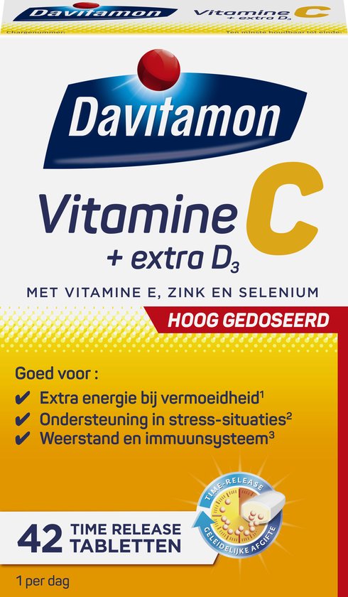 Davitamon Vitamine C Forte + Extra vitamine D3 Time-Release- 42 Tabletten - Voedingssupplement
