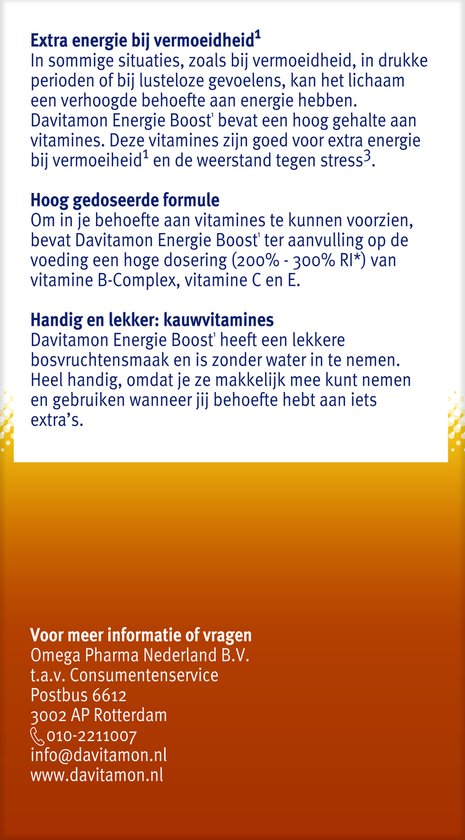 Davitamon Energie Boost Forte - multivitamine - bosvruchten - 40 tabletten