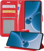 Hoesje Geschikt voor OnePlus Nord 3 Hoesje Book Case Hoes Portemonnee Cover Walletcase - Hoes Geschikt voor OnePlus Nord 3 Hoes Bookcase Hoesje - Rood