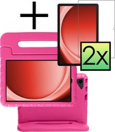 Hoesje Geschikt voor Samsung Galaxy Tab A9 Hoesje Kinderhoes Shockproof Hoes Kids Case Met 2x Screenprotector - Roze