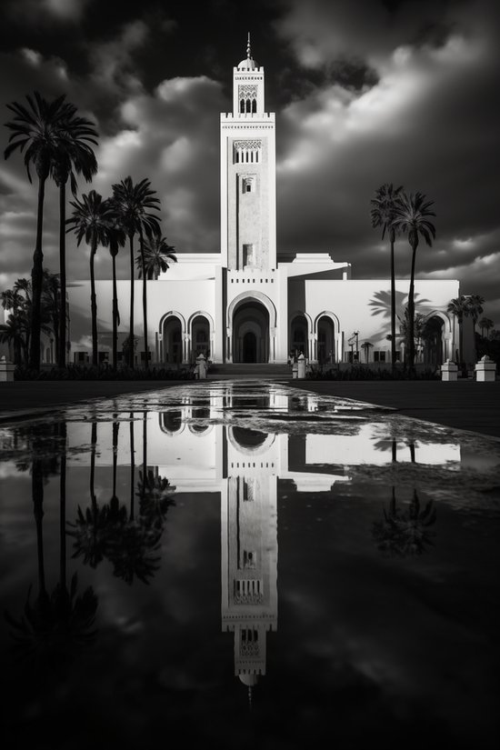 Casablanca Poster | Zwart Wit Poster | Vintage Poster | Marokko | 51x71cm | Wanddecoratie | Muurposter | WV | Geschikt om in te lijsten