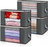 Duurzaam&Mi - Sacs de rangement (4 pièces 1 set) - organiseur - boîte de rangement avec couvercle - grands cartons de déménagement - boîtes de rangement pliables - vêtements - couettes et literie - boîtes de rangement vêtements - gris -