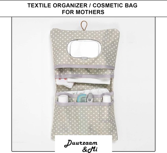 Duurzaam&Mi - Luiertas - duurzaam - aankleedkussen - organizer - vuil afstotende -make-uptas - 38 x 22 cm - Cosmeticatas - kleine luiertas - v'r onderweg - mama's - luiers - crème - babyorganizer -reizen - handig - netjes - Maximaliseer je ruimte van Duurzaam&Mi — afbeelding 2