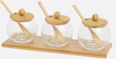 pots à épices en verre avec couvercle et cuillère en bambou - ensemble de service d'herbes - pots de stockage d'herbes
