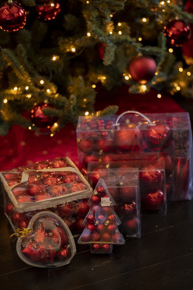 Cosy&Trendy Kerstballen Ø 6 cm - Rood assorti - Set-48