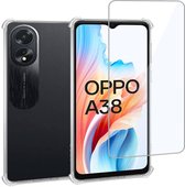 Geschikt voor Oppo A38 4G Hoesje + Screenprotector – Gehard Glas Cover + Shock Proof Case – Transparant