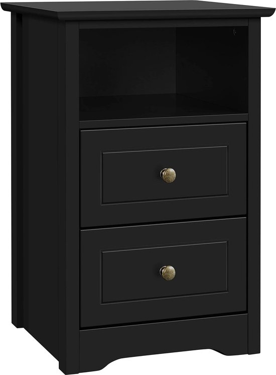 Lot De 2 Commodes VEDECASA - 2 Tiroirs Tissu + Étagère - 40x30x60cm - Style Bohème - Pour Chambre, Salon