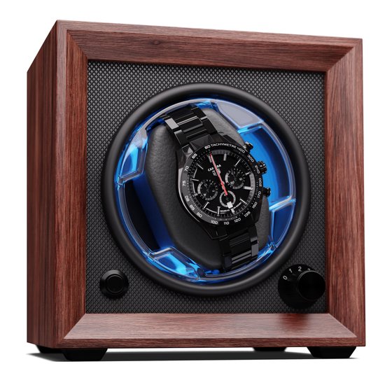 Brienz 1 remontoir montre, 1 montre, 4 modes, aspect bois, éclairage intérieur bleu