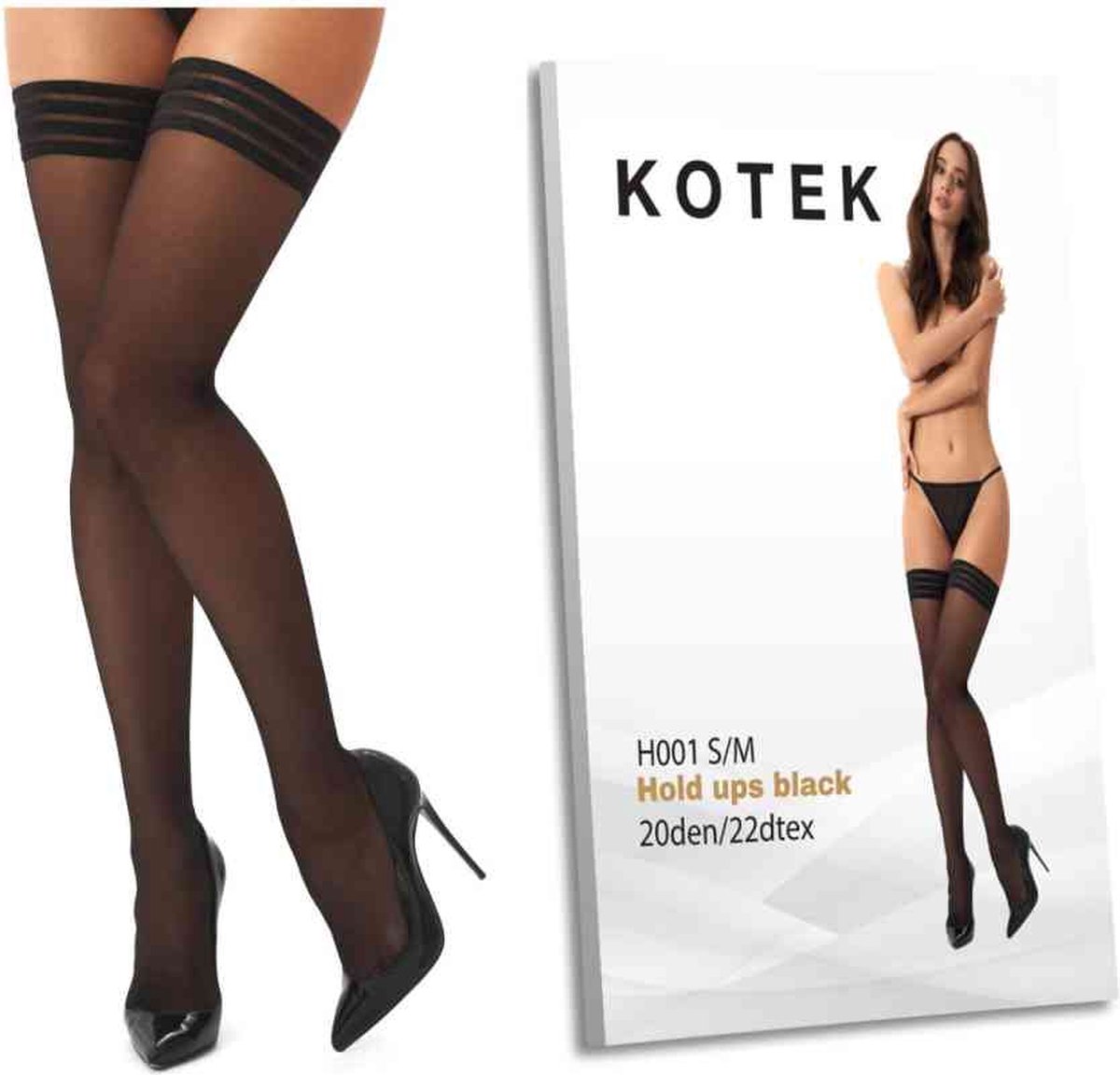 Kotek H001 Hold up kousen - Zwart