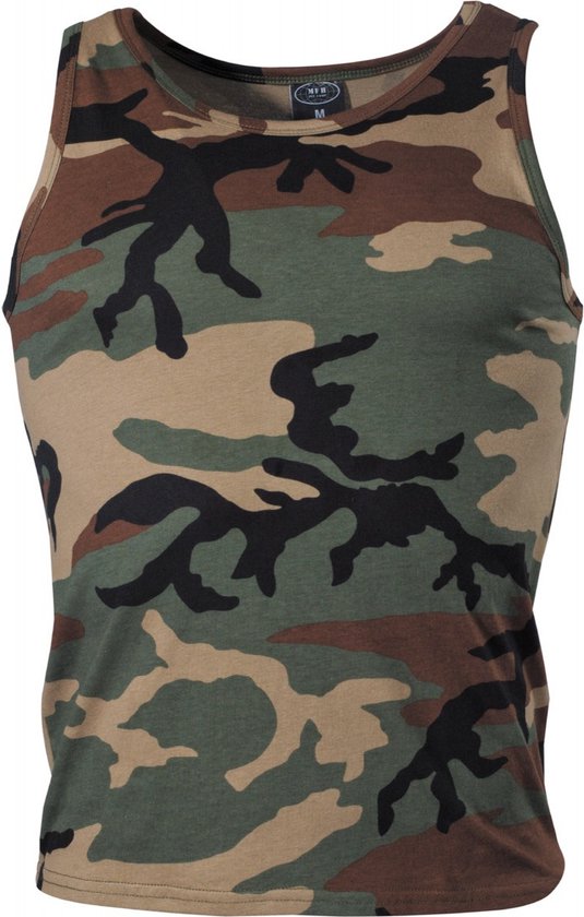 Foto: Mfh us tanktop woodland camouflage 170 g m maat s