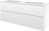 Proline Polystone Elegant badmeubelset met wastafelonderkast asymmetrisch met 2 laden en mat witte wastafel zonder kraangaten 140 x 46 x 54 cm, mat