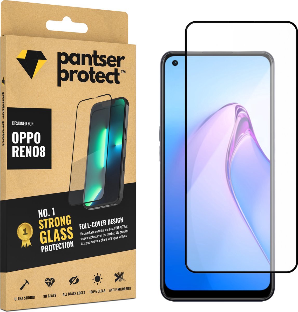 Pantser Protect™ Glass Screenprotector Geschikt voor OPPO Reno8 - Case Friendly - Premium Pantserglas - Glazen Screen Protector OPPO Reno 8