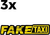 3 Stuks - Auto Sticker Fake Taxi - Zwart Geel - Zelfklevende Sticker Grappig - Faketaxi Sticker voor Alle Automerken / Universeel - Logo - Auto Stickers