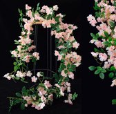 Guirlande de fleurs de Luxe - Fleurs de cerisier - Fleurs rose pêche - Grand brin de fleurs élégant - Pour intérieur, panier de vélo ou guidon - 180 cm de Fleurs roses - Fleurs artificielles en plastique - Branche de guirlande de vélo