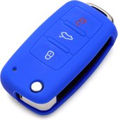 Siliconen Sleutelcover - Blauw - Sleutelhoesje Geschikt voor Volkswagen Golf / Polo / Tiguan / Up / Passat / Seat Leon / Skoda Citigo - Sleutel Hoesje Cover - Auto Accessoires Beschermhoesje