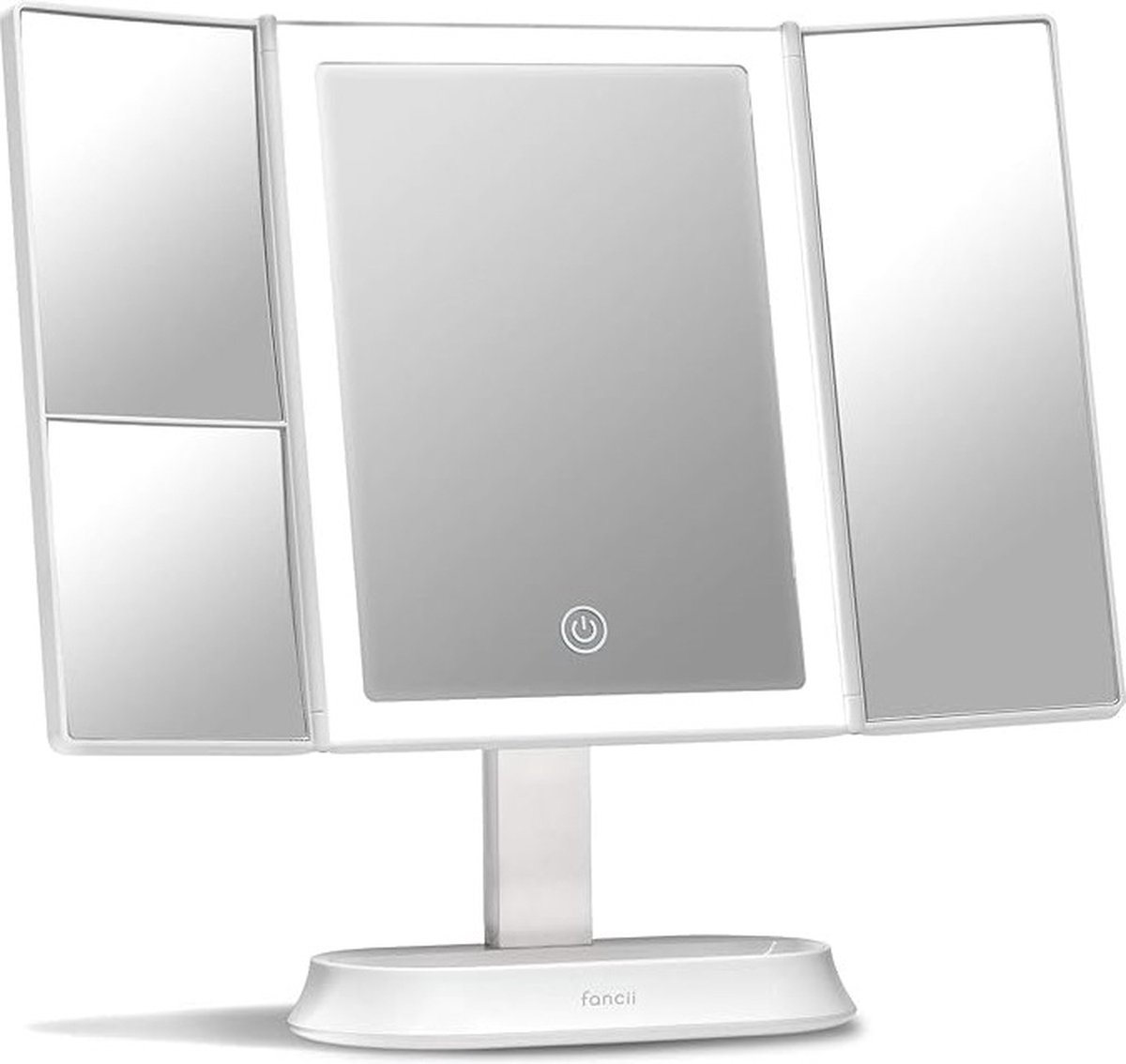 Goedkoopste Cadeau voor haar- Make-up Spiegel met Natuurlijke LED Licht en 5x & 7x Vergroting - Vierdelige Makeup Mirror met dimbare Verlichting, Touch Screen, Stand - (Wit