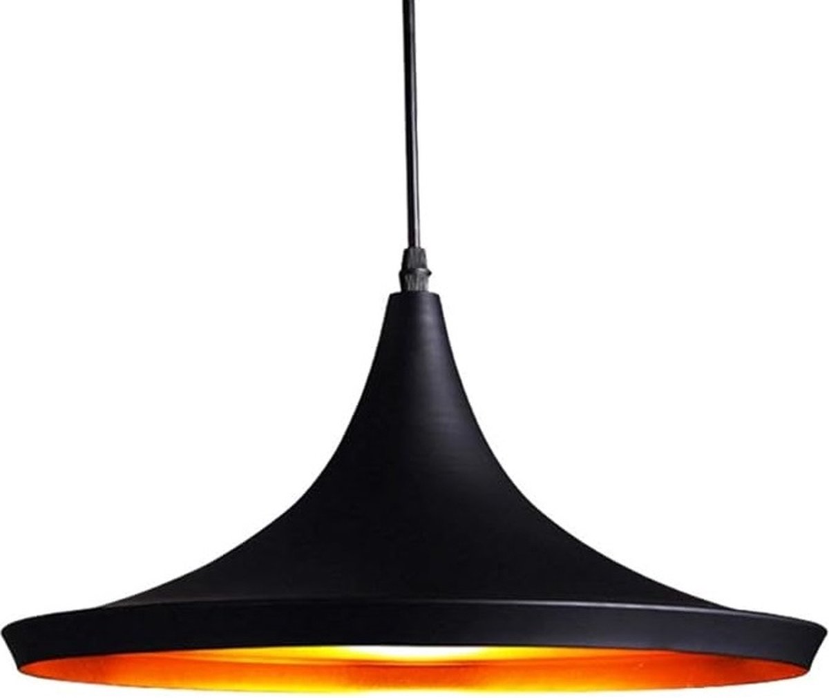 Moderne industriële verlichting metalen kap, loft hanglamp retro plafondlamp, retro keuken hanglamp, vintage hanglamp, E27 (buiten zwart binnen goud)