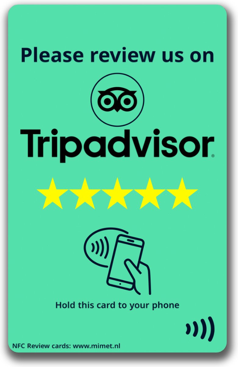TripAdvisor NFC Review card - Google NFC - Tap to phone recensie kaart - Boost je reviews