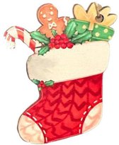 Kerst - SET van 2 - Echt Hout - Kerst Sok vormige - GOEDE KOOP - Kerstboom speelgoed - Kerst Decoratie - Cadeau - Decoratie - Sham's Art
