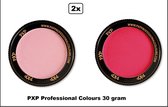 2x Set PXP Professional Colours schmink roze en hotpink 30 gram - Schminken verjaardag feest festival thema feest