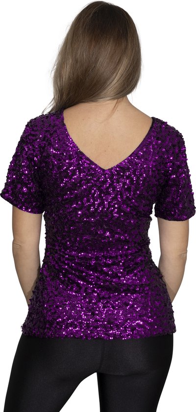Top à sequins - chemise - Violet - Taille S/M - Taille 36/38/40 - Disco