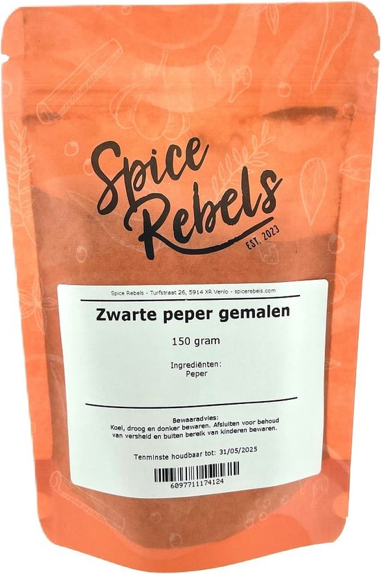 Spice Rebels - Zwarte peper gemalen - zak 150 gram