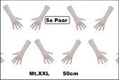 5x Paar handschoen lang wit mt.XXL - Sinterklaas feest Pieten handschoen winter gala festival