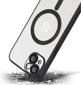 iPhone 13 Transparant MagSafe Magnetische Telefoon Hoesje - Achterkant Doorzichtig case met Camerabescherming - Zwart